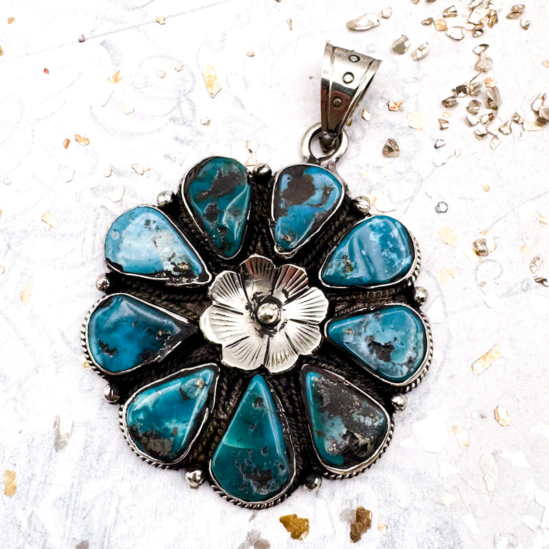 Turquoise Flower Nepal Pendant