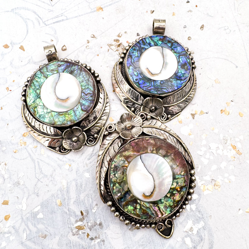 Floral Mother of Pearl Nepal Pendant