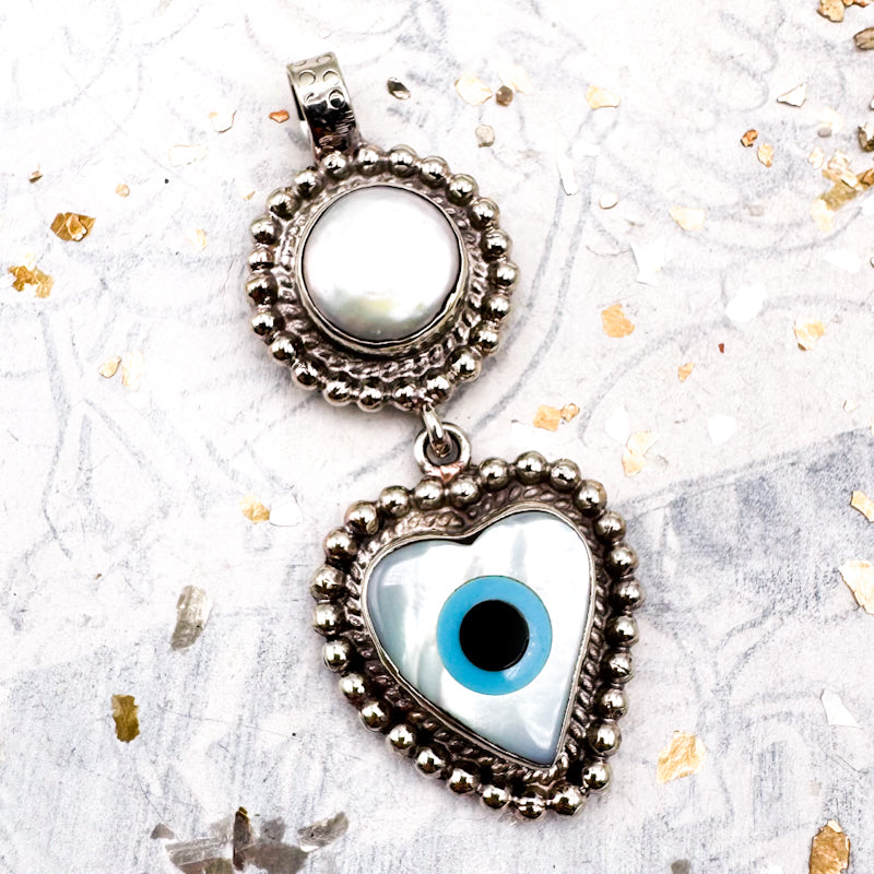 Pearl and Evil Eye Nepal Pendant