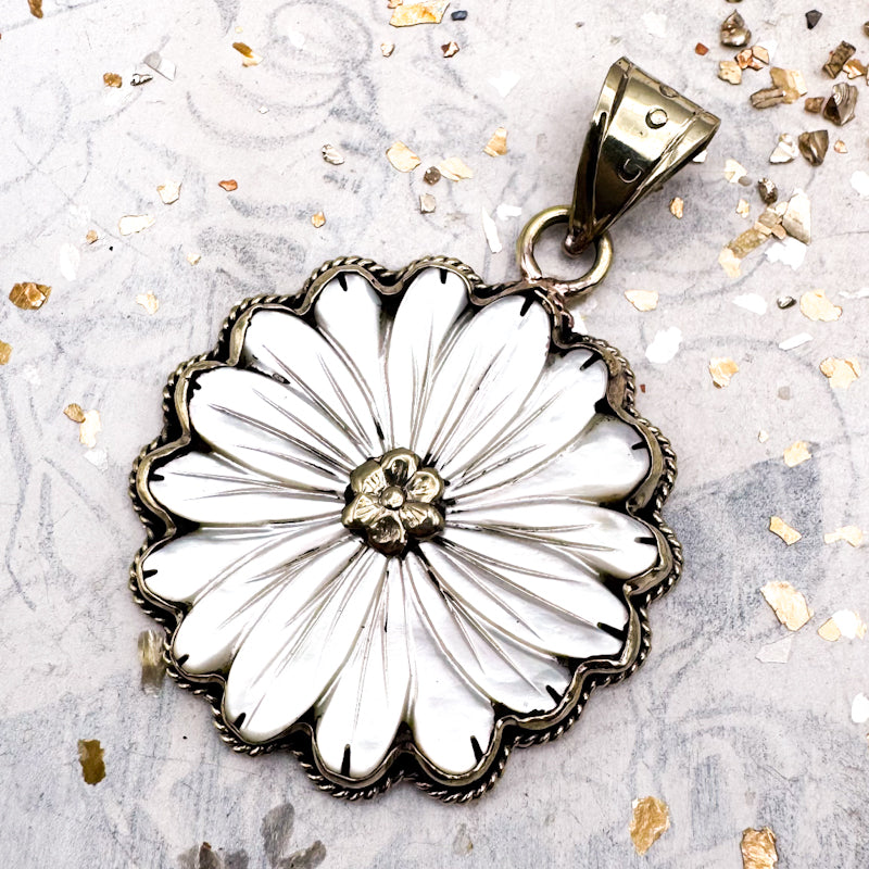 Mother of Pearl Flower Nepal Pendant