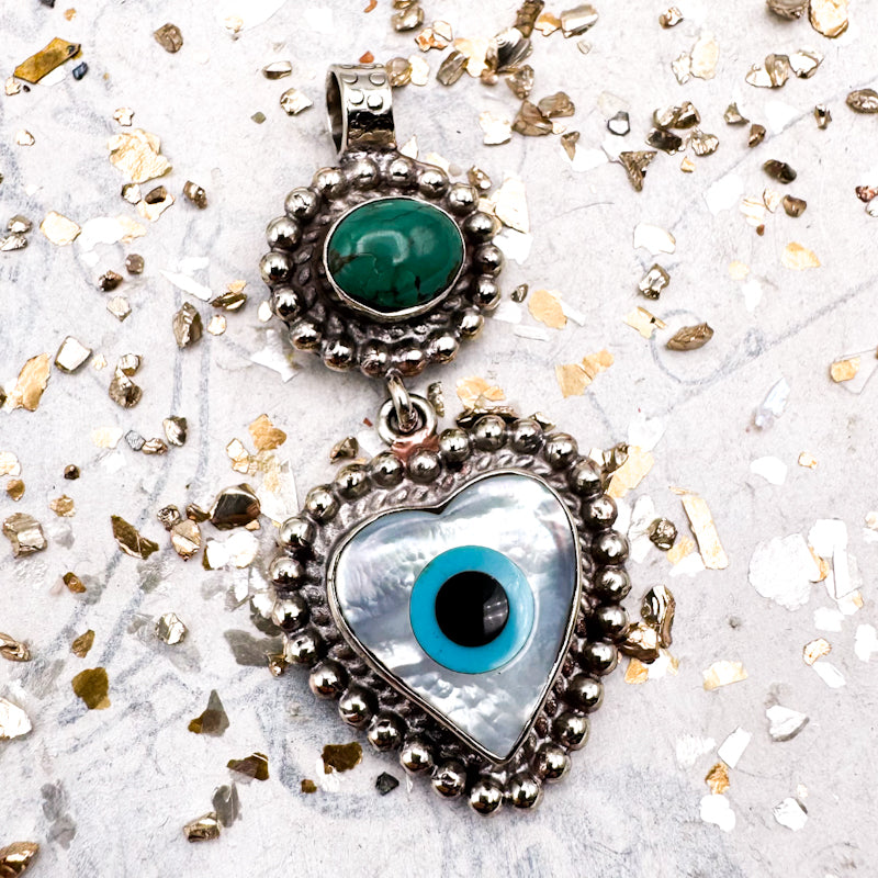 Turquoise and Evil Eye Nepal Pendant