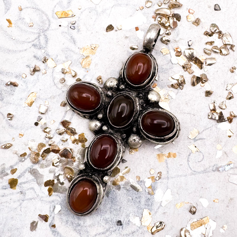 Petite Carnelian Cross Nepal Pendant