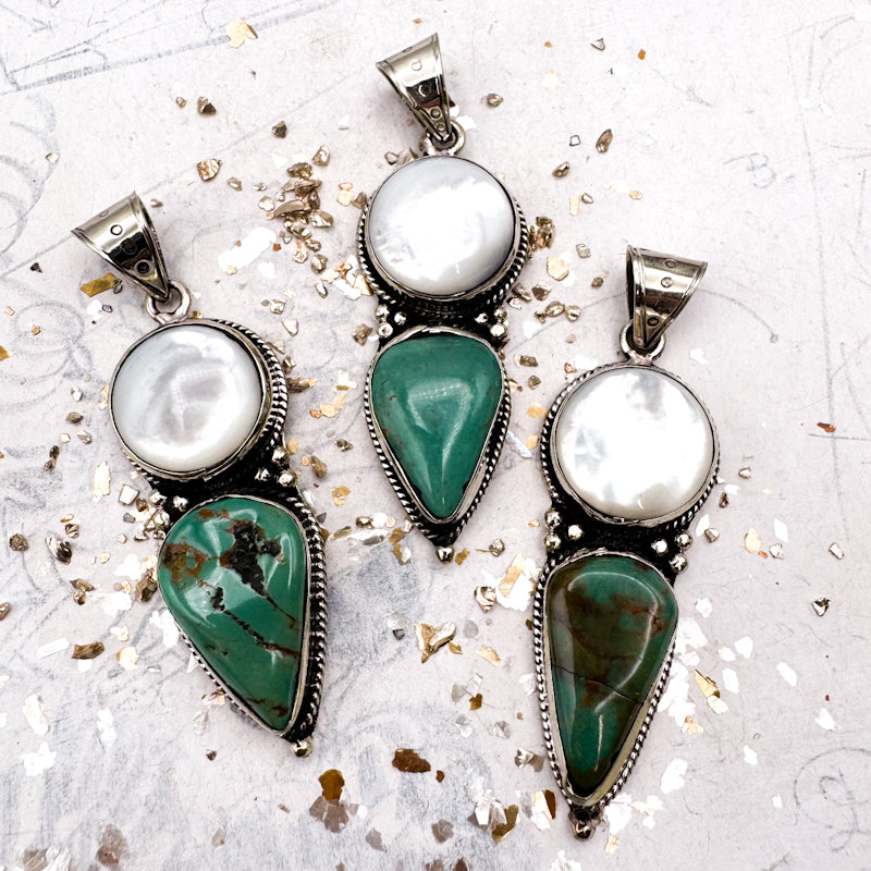 Pearl and Turquoise Drop Nepal Pendant