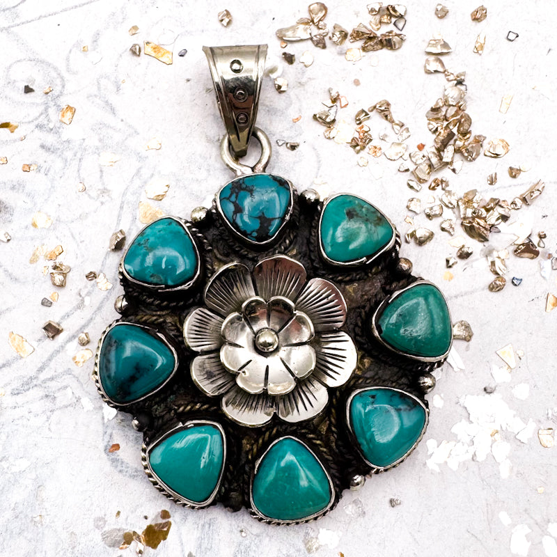 Pre-Order Turquoise Flower Nepal Pendant