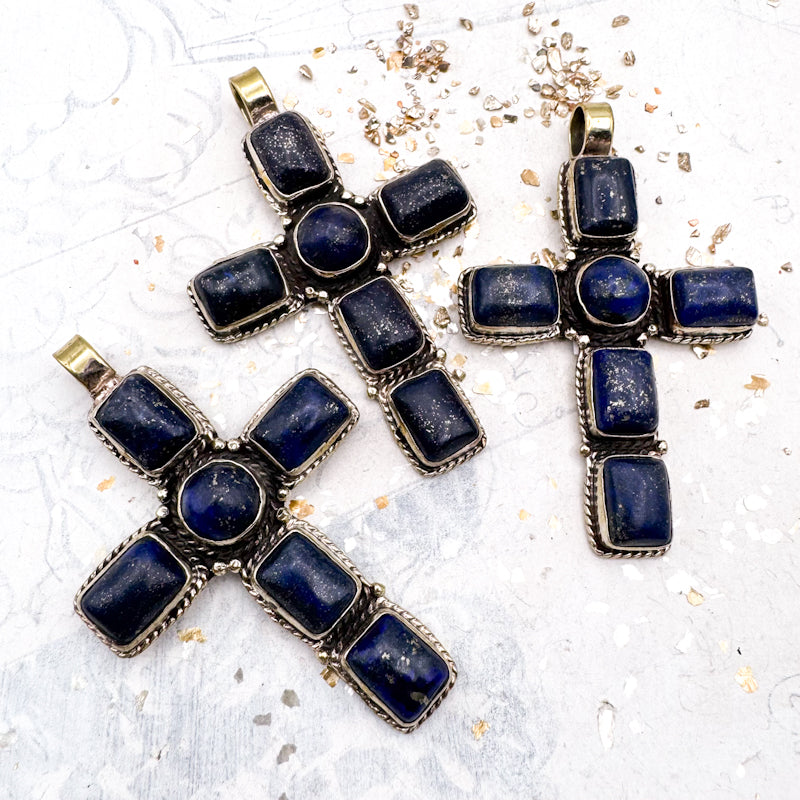 Lapis Cross Nepal Pendant