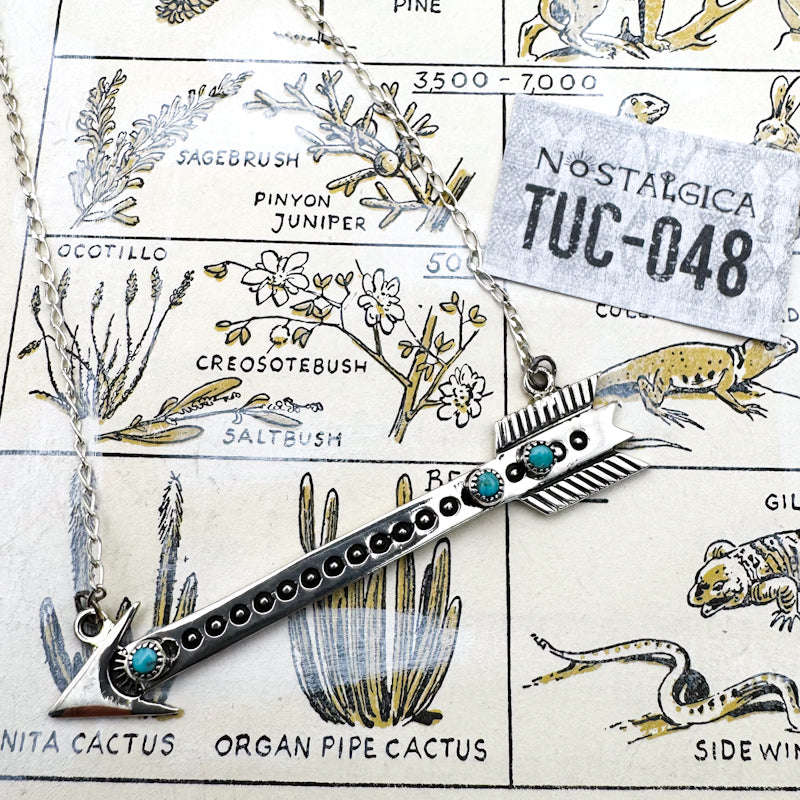 Turquoise and Silver Arrow Necklace - Tucson Find