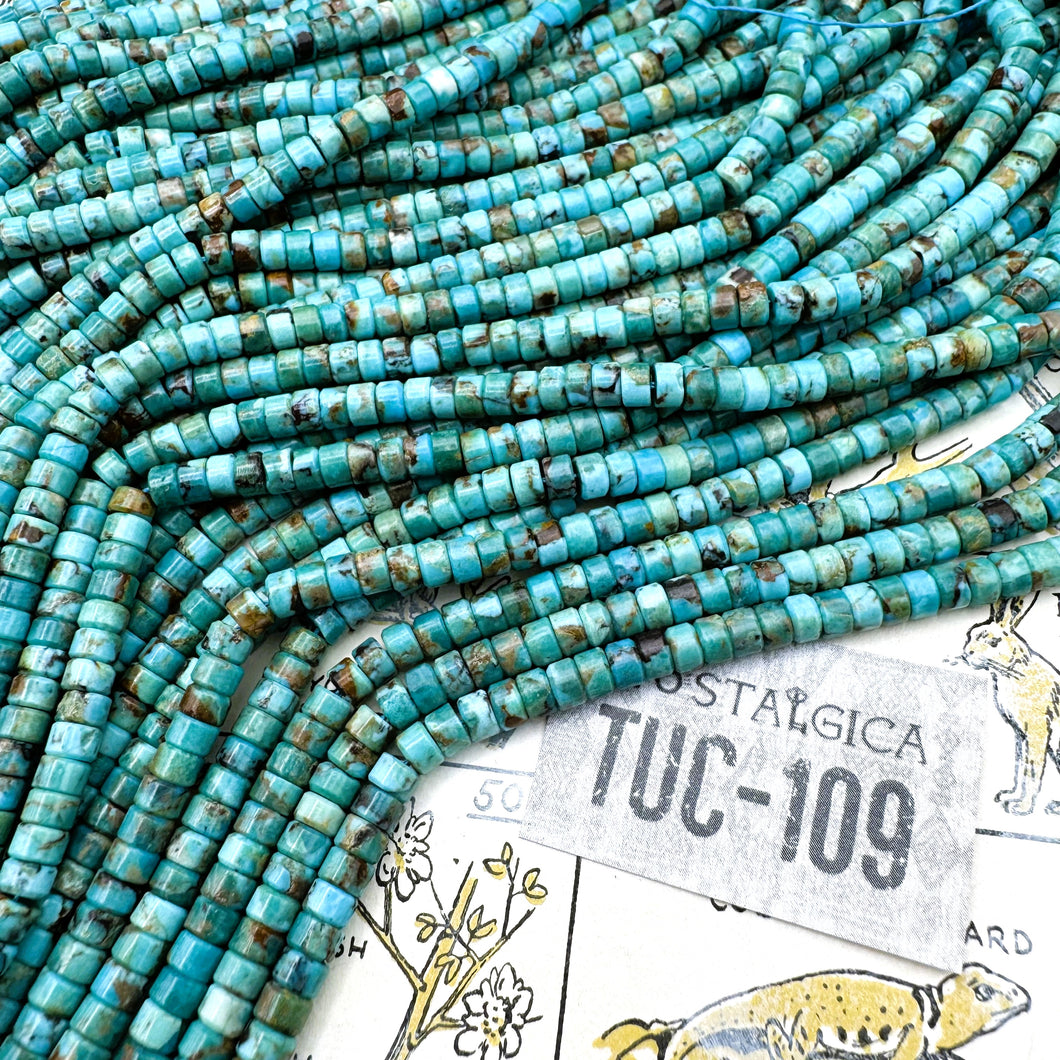 3x4mm Turquoise Heishi Bead Strand - Tucson Find