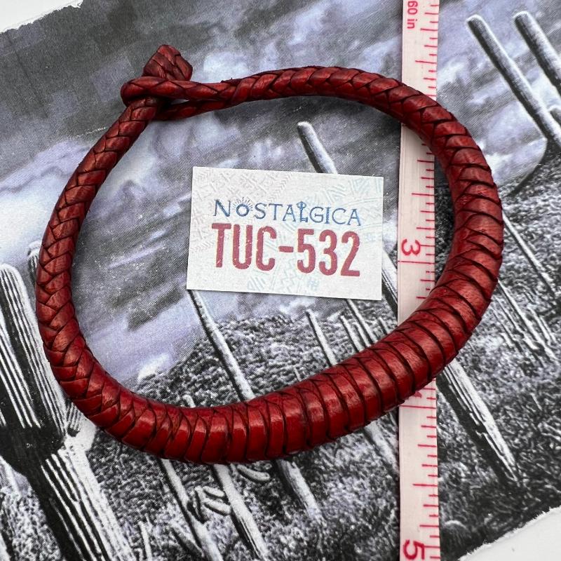 Red Leather Bracelet with Button Clasp - Tucson Find