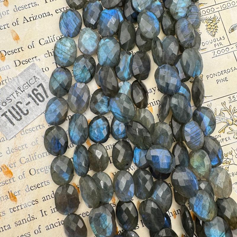 18mm Faceted Labradorite Oval Bead Strand - Tucson Find