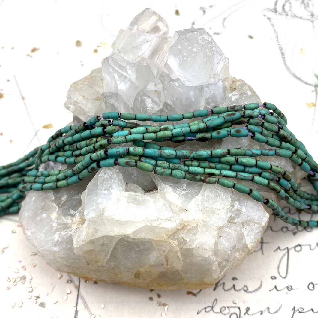 Pale Turquoise Rice Shaped Afghan Stone Bead Strand