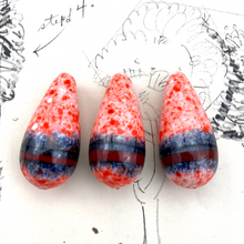 Load image into Gallery viewer, 35x16mm Teardrop Red Spattered Ceramic Bead
