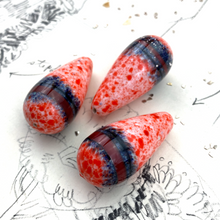 Load image into Gallery viewer, 35x16mm Teardrop Red Spattered Ceramic Bead

