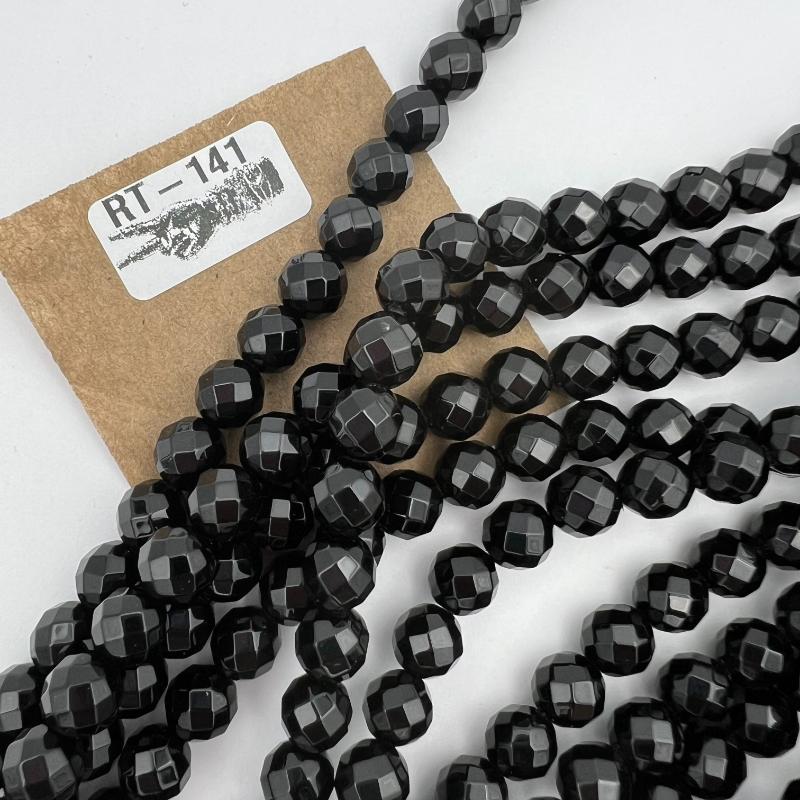 8mm Black Onyx Faceted Vintage Bead Strand - Road Trip Find