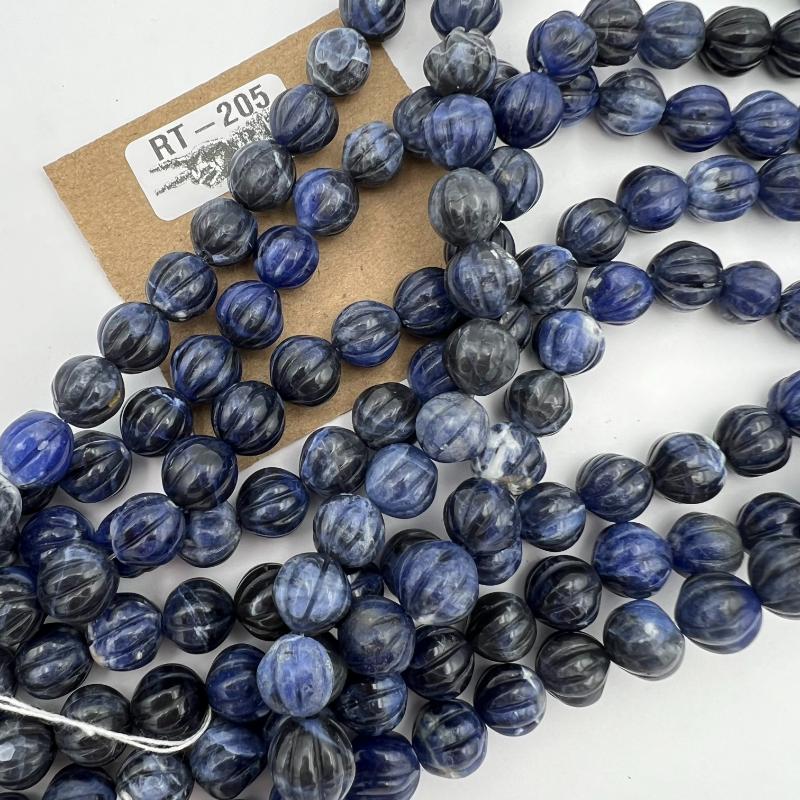 8mm Carved Sodalite Vintage Bead Strand - Road Trip Find