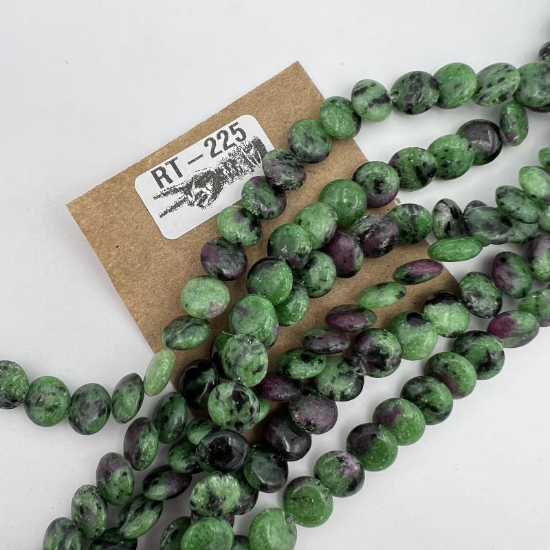 7mm Ruby and Zoisite Lentil Vintage Bead Strand - Road Trip Find