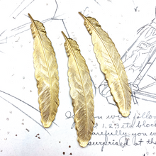 Load image into Gallery viewer, Brass Feather Pendant
