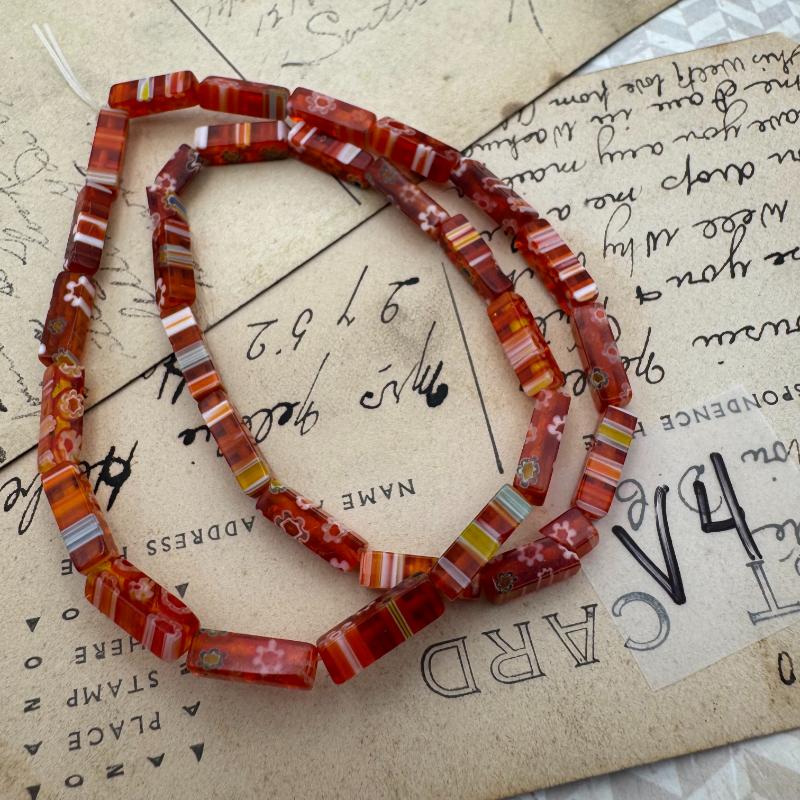 Vintage Fiori Rectangle Lampwork Strand - Sleepy Hollow Road Trip Finds