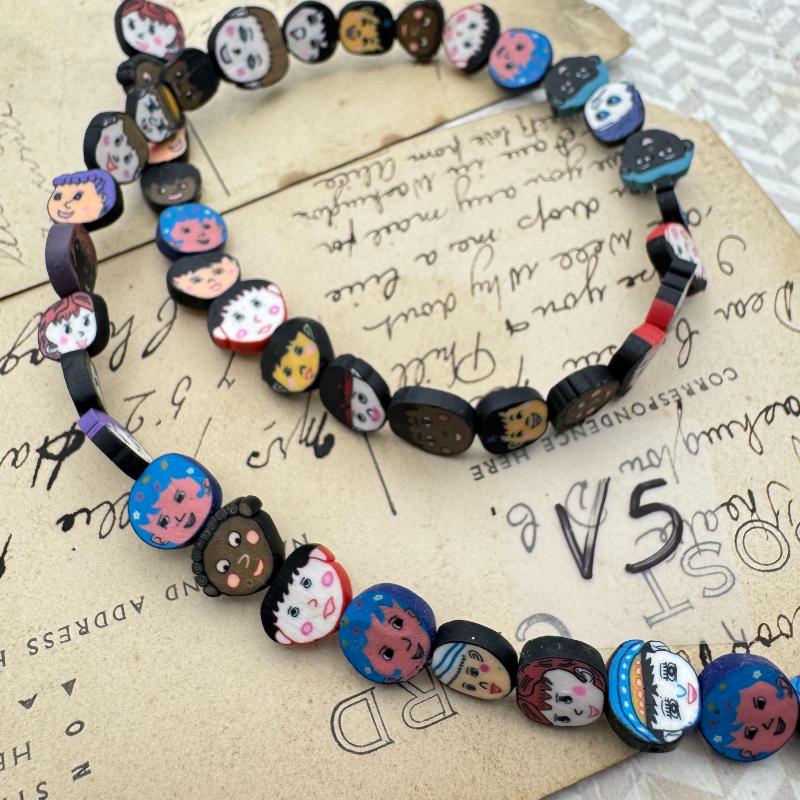 German Polymer Face Bead Lampwork Strand - Sleepy Hollow Road Trip Finds