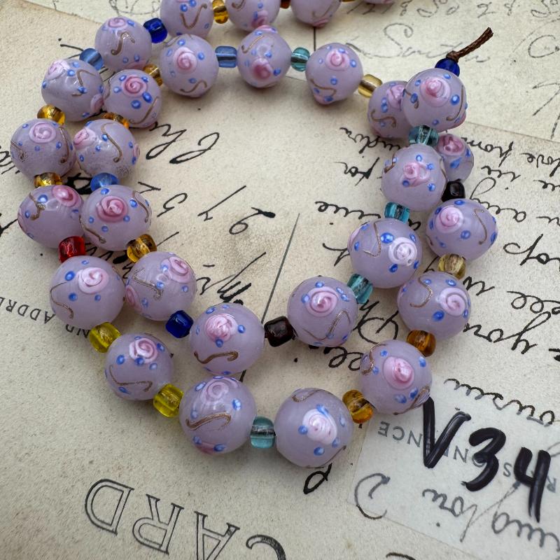 Pretty in Pink Roses Lampwork Strand - Sleepy Hollow Road Trip Finds