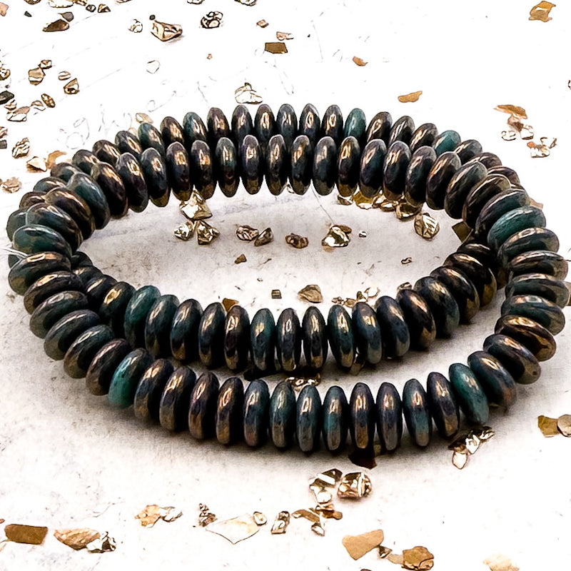 Pre-Order 6mm Disc Tiffany Green with Gold Luster