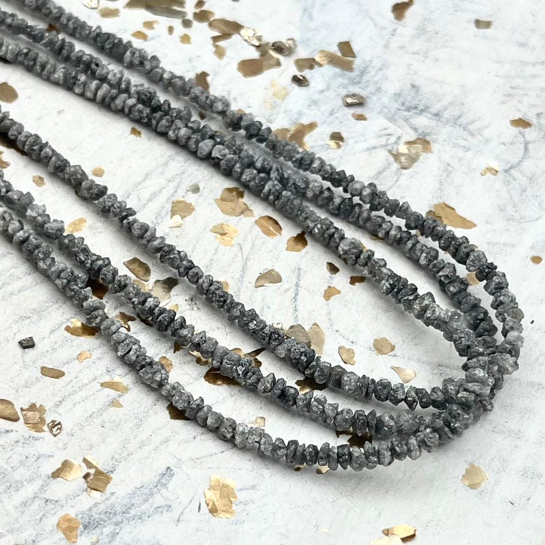 Pre-Order Grey Glitter Faceted Rustic Diamond Bead Strand