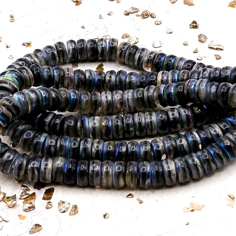 Pre-Order 3x6 Heishi Black and Beige with AB Finish