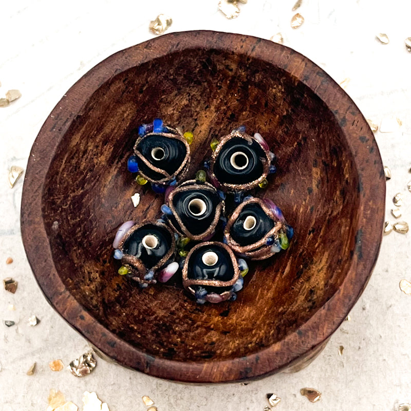 Pretty Little Roses Indian Lampwork Beads - 6pcs