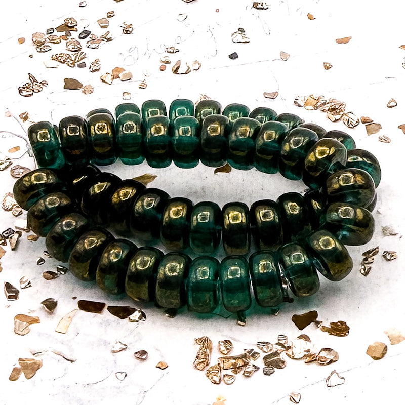 4x8 Heishi Emerald with Gold Luster