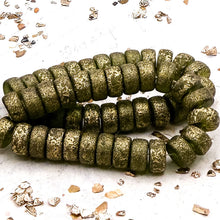 Load image into Gallery viewer, Pre-Order 4x8 Heishi Peridot with Etched and Gold Finishes
