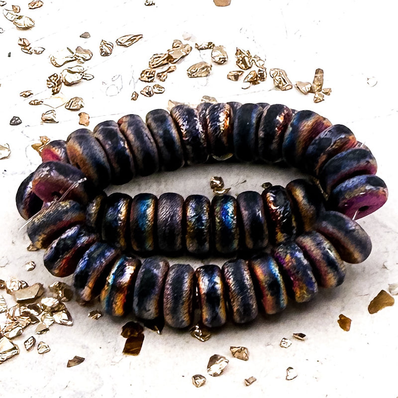 Pre-Order 4x8 Heishi Black with Metallic Volcano and Etched Finishes