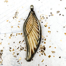 Load image into Gallery viewer, Large Size Carved Bone Leaf Pendant

