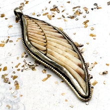 Load image into Gallery viewer, Large Size Carved Bone Leaf Pendant
