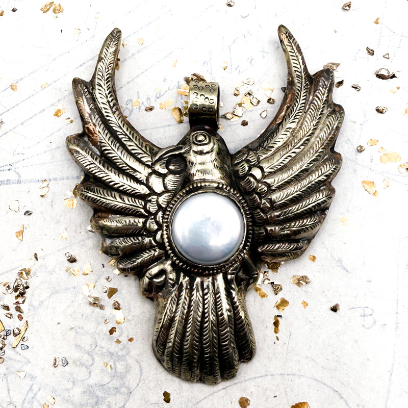 Eagle with Pearl Pendant