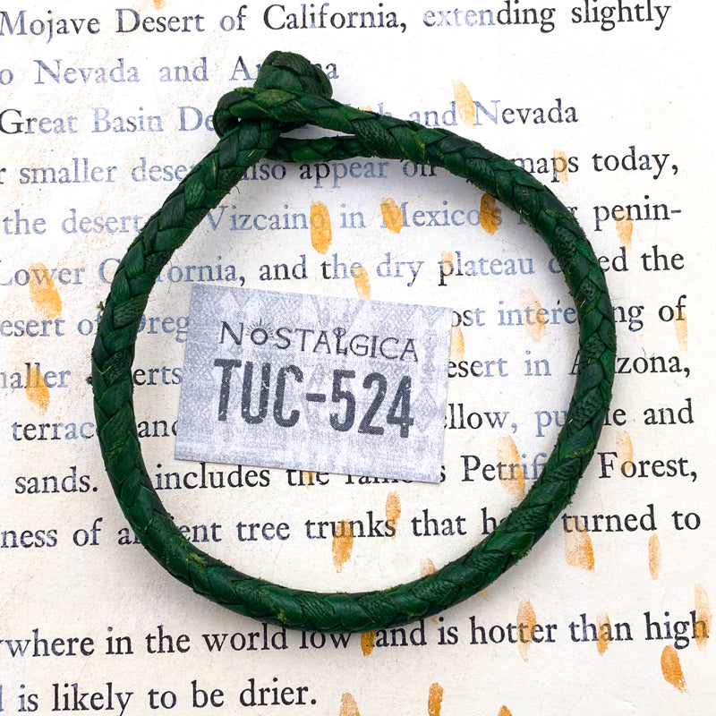 Dark Green Thin Leather Bracelet with Button Clasp - Tucson Find