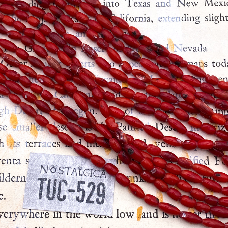 Weathered Red Rice Bead Strand