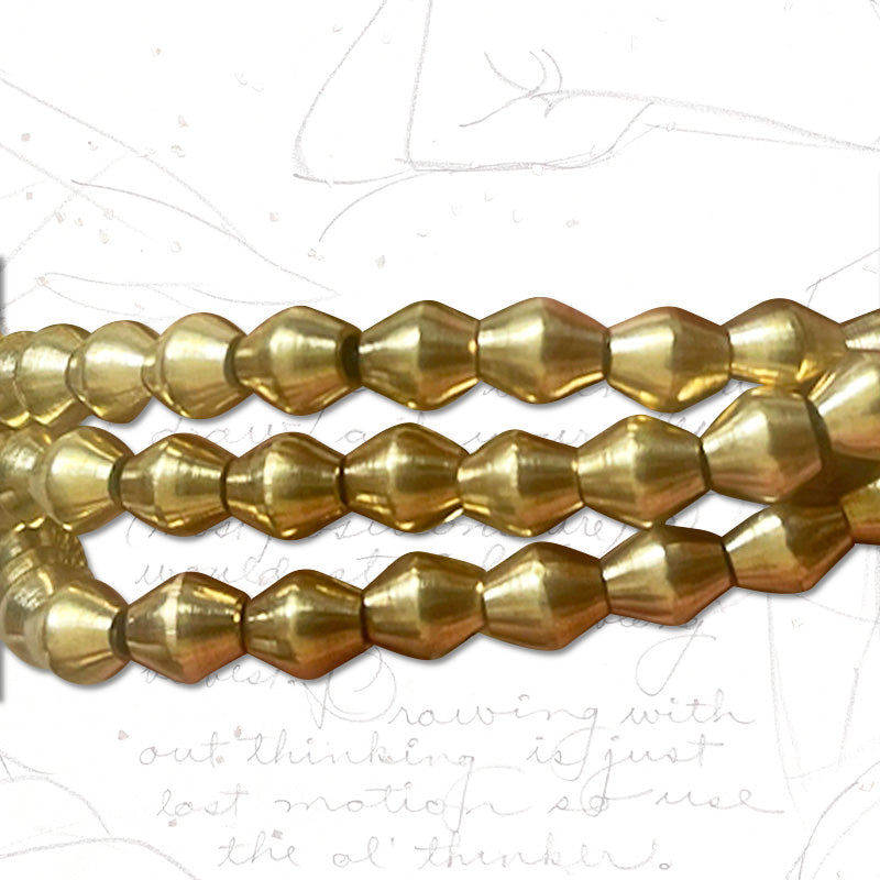 Brass Diamond Shaped Large Hole Metal Bead Strand