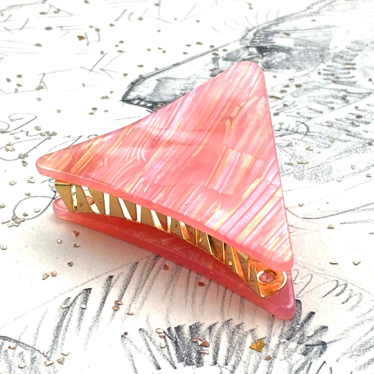 Peachy Pink Triangle Acrylic Claw Hair Clip