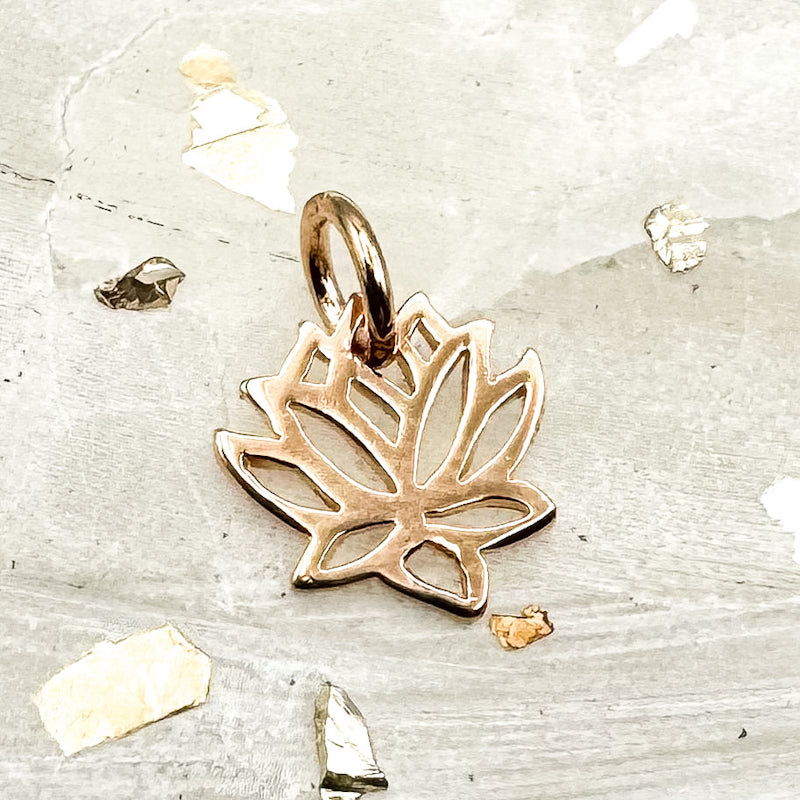 Discontinued! - 18K Rose Gold Little Lotus Charm