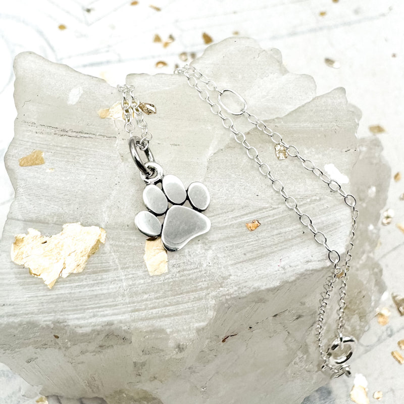 Sterling Silver Paw Print Necklace