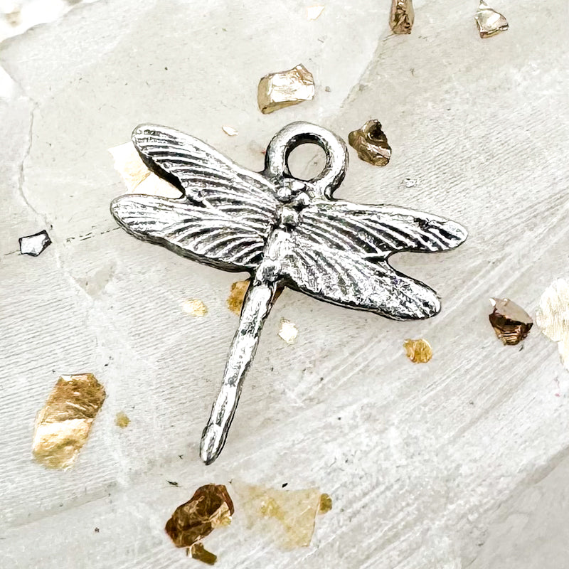 Antique Silver Dragonfly Charm