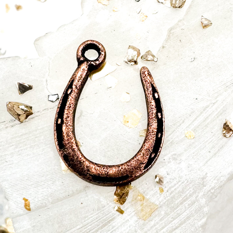 Antique Copper Horseshoe Charm