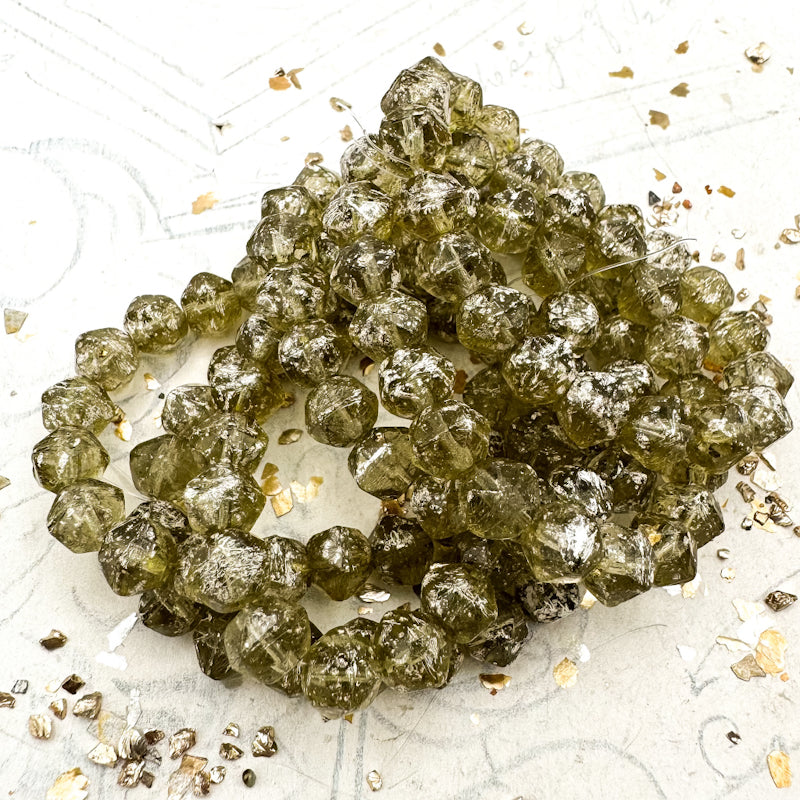 8mm Gray with Mercury Finish English Cut Bead Strand