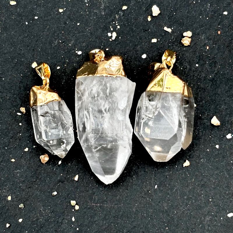 Quartz Nugget with Gold Top Pendant