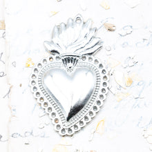 Load image into Gallery viewer, Large Bright Silver Sacred Heart Pendant
