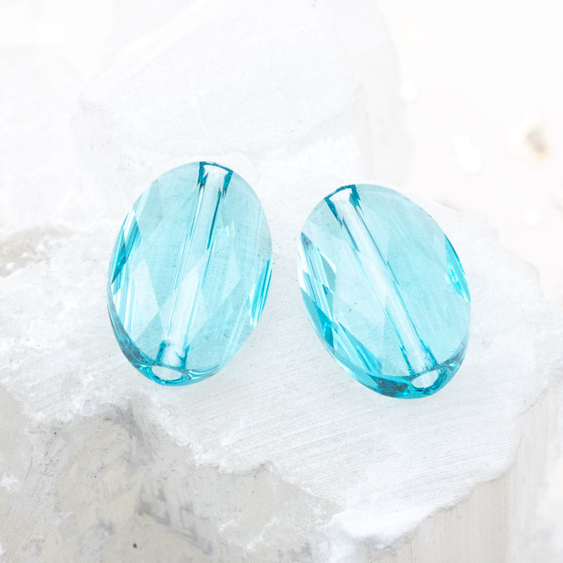 14x10mm Light Turquoise Premium Austrian Crystal Oval Pair