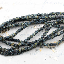 Load image into Gallery viewer, 3mm Black with a Picasso Finish Faceted Round Fire-Polished Bead Strand
