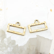 Load image into Gallery viewer, Antique Gold Hammered Mini Rectangular Hoop Frame Pair
