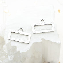 Load image into Gallery viewer, Antique Silver Hammered Mini Rectangular Hoop Frame Pair
