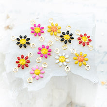 Load image into Gallery viewer, 13mm Enameled Brass Flower Links - 10 Pcs
