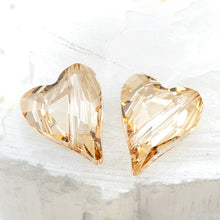 Load image into Gallery viewer, 17mm Golden Shadow Wild Heart Premium Austrian Crystal Bead Pair
